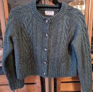 Old Navy Green Cable Knit Cardigan